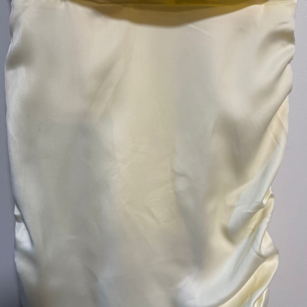 Oh Polly Satin Cowl Ruched Mini Dress – Oyster White (Size 10) - Picture 4 of 13
